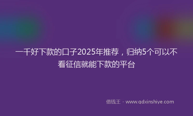一千好下款的口子2025年推荐，归纳5个可以不看征信就能下款的平台