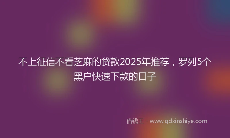不上征信不看芝麻的贷款2025年推荐，罗列5个黑户快速下款的口子