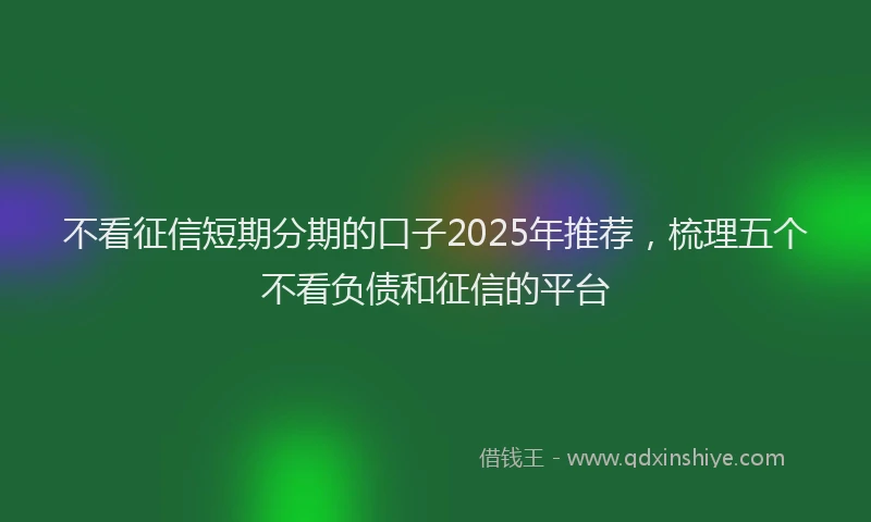 不看征信短期分期的口子2025年推荐，梳理五个不看负债和征信的平台
