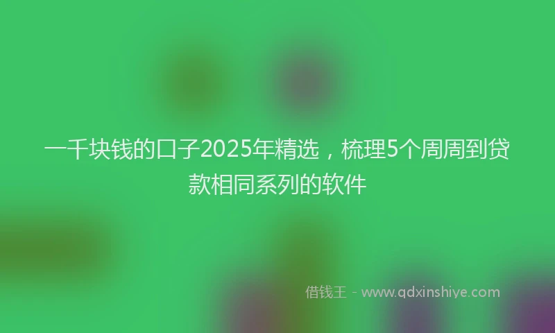 一千块钱的口子2025年精选，梳理5个周周到贷款相同系列的软件