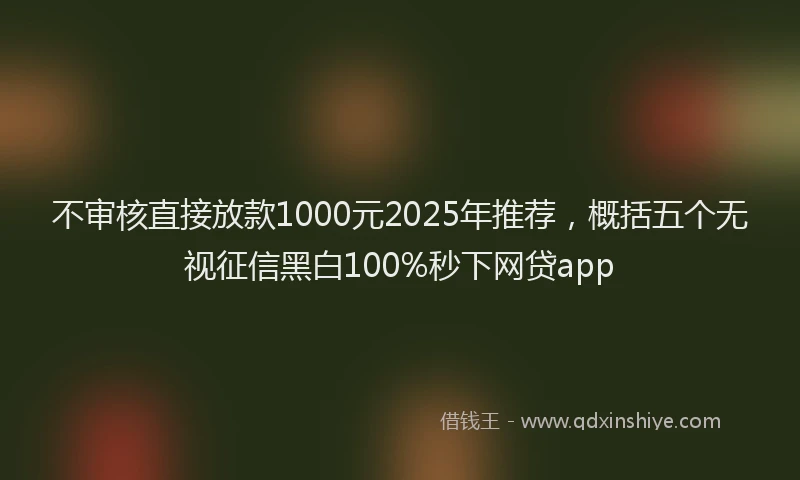 不审核直接放款1000元2025年推荐，概括五个无视征信黑白100%秒下网贷app