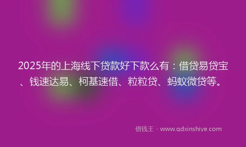 2025年的上海线下贷款好下款么有：借贷易贷宝、钱速达易、柯基速借、粒粒贷、蚂蚁微贷等。