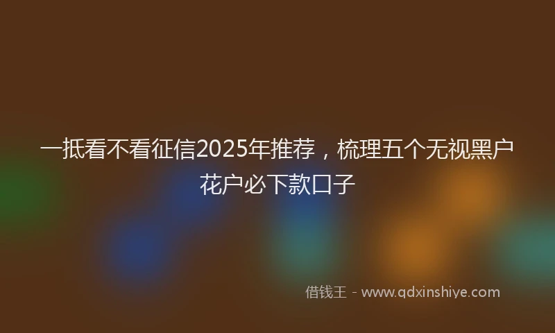 一抵看不看征信2025年推荐，梳理五个无视黑户花户必下款口子