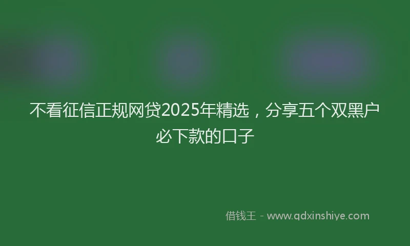 不看征信正规网贷2025年精选，分享五个双黑户必下款的口子