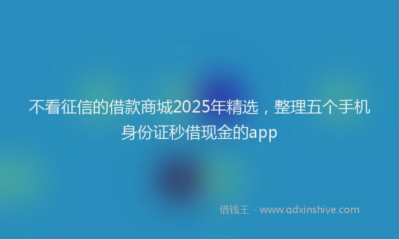 不看征信的借款商城2025年精选，整理五个手机身份证秒借现金的app
