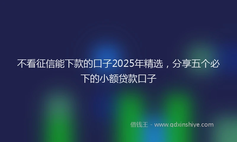 不看征信能下款的口子2025年精选，分享五个必下的小额贷款口子