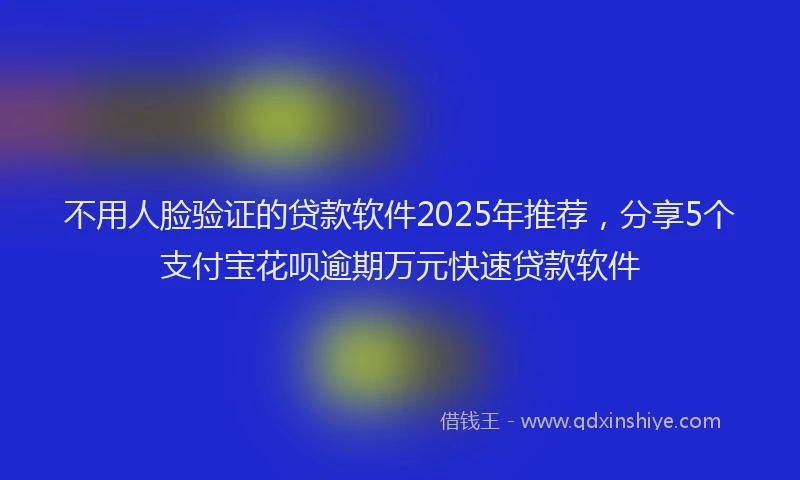 不用人脸验证的贷款软件2025年推荐，分享5个支付宝花呗逾期万元快速贷款软件