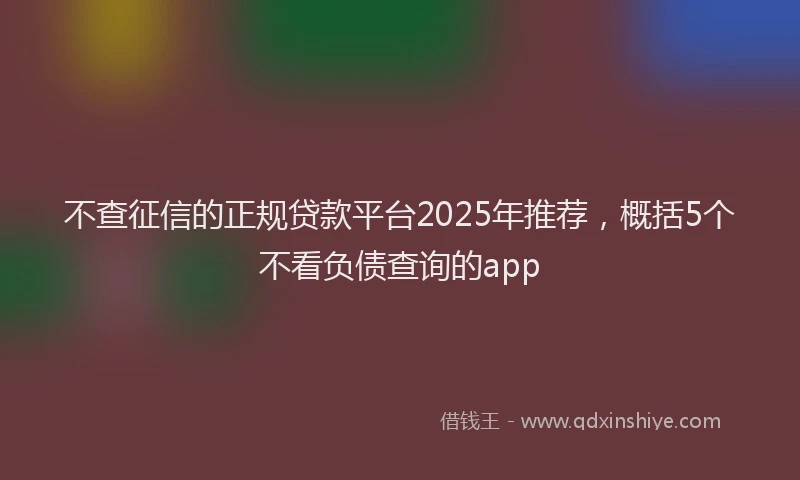 不查征信的正规贷款平台2025年推荐，概括5个不看负债查询的app
