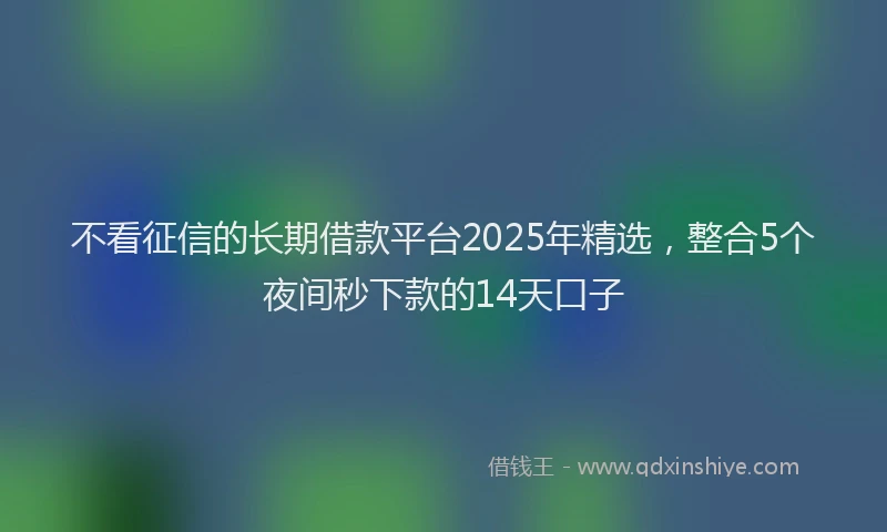 不看征信的长期借款平台2025年精选，整合5个夜间秒下款的14天口子