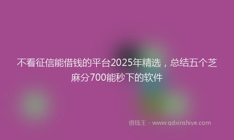 不看征信能借钱的平台2025年精选，总结五个芝麻分700能秒下的软件
