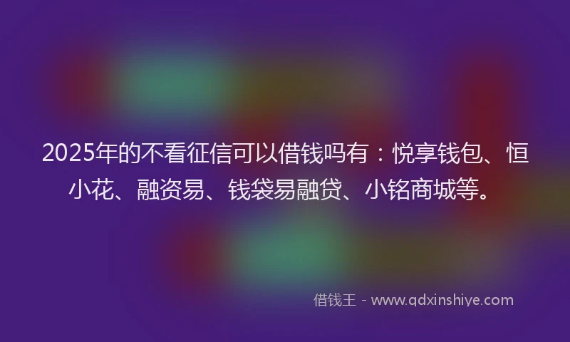 2025年的不看征信可以借钱吗有：悦享钱包、恒小花、融资易、钱袋易融贷、小铭商城等。