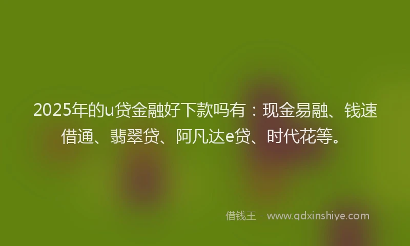 2025年的u贷金融好下款吗有：现金易融、钱速借通、翡翠贷、阿凡达e贷、时代花等。
