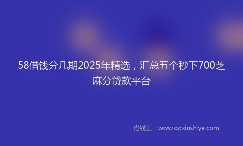 58借钱分几期2025年精选，汇总五个秒下700芝麻分贷款平台