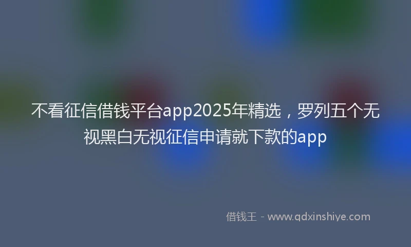 不看征信借钱平台app2025年精选，罗列五个无视黑白无视征信申请就下款的app
