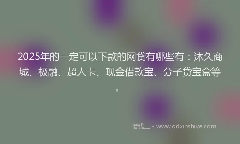 2025年的一定可以下款的网贷有哪些有：沐久商城、极融、超人卡、现金借款宝、分子贷宝盒等。
