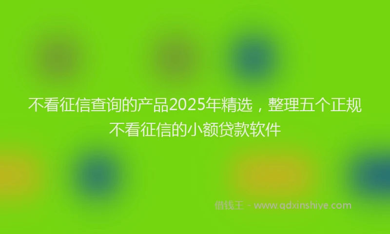 不看征信查询的产品2025年精选，整理五个正规不看征信的小额贷款软件