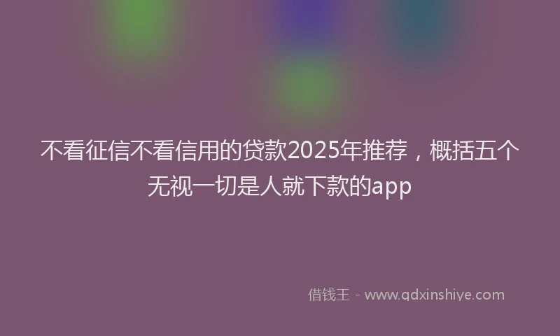 不看征信不看信用的贷款2025年推荐，概括五个无视一切是人就下款的app