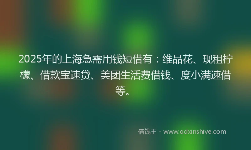 2025年的上海急需用钱短借有：维品花、现租柠檬、借款宝速贷、美团生活费借钱、度小满速借等。