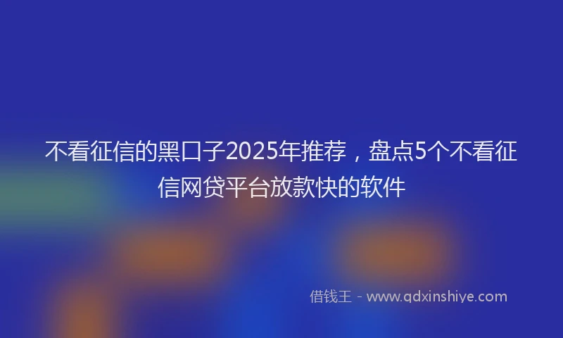 不看征信的黑口子2025年推荐，盘点5个不看征信网贷平台放款快的软件