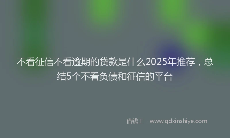 不看征信不看逾期的贷款是什么2025年推荐，总结5个不看负债和征信的平台