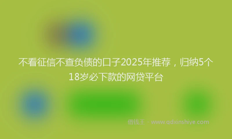 不看征信不查负债的口子2025年推荐，归纳5个18岁必下款的网贷平台