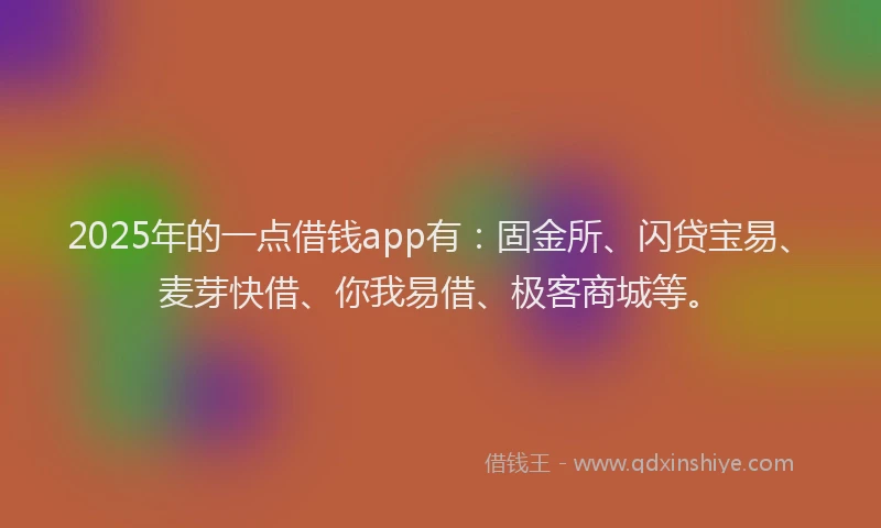 2025年的一点借钱app有：固金所、闪贷宝易、麦芽快借、你我易借、极客商城等。