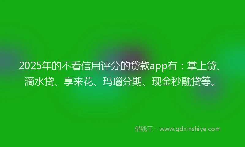 2025年的不看信用评分的贷款app有：掌上贷、滴水贷、享来花、玛瑙分期、现金秒融贷等。