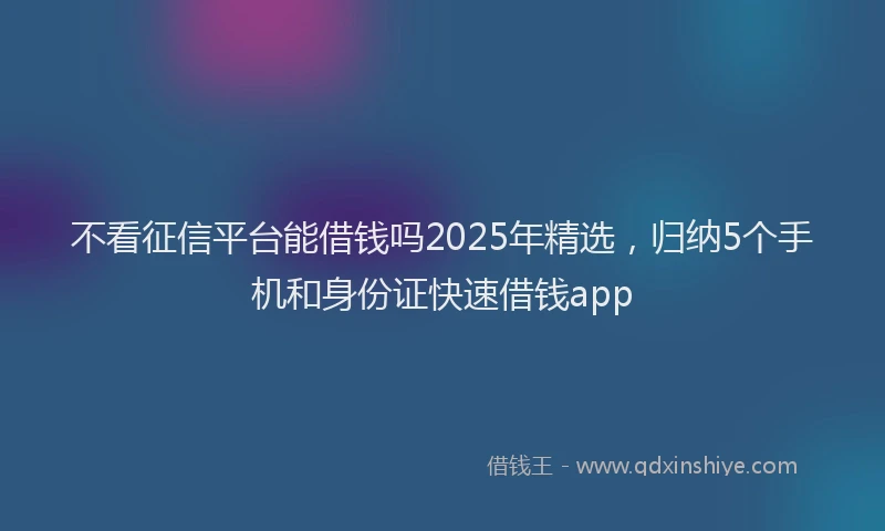 不看征信平台能借钱吗2025年精选，归纳5个手机和身份证快速借钱app