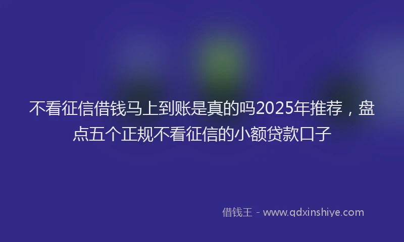 不看征信借钱马上到账是真的吗2025年推荐，盘点五个正规不看征信的小额贷款口子