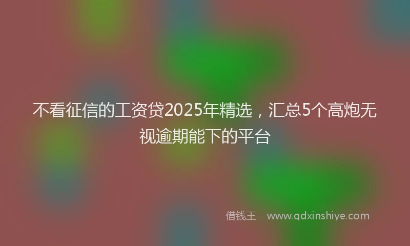 不看征信的工资贷2025年精选，汇总5个高炮无视逾期能下的平台