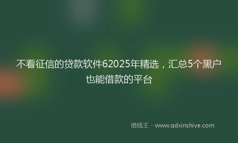 不看征信的贷款软件62025年精选，汇总5个黑户也能借款的平台