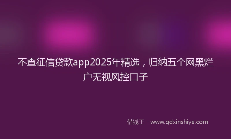不查征信贷款app2025年精选，归纳五个网黑烂户无视风控口子