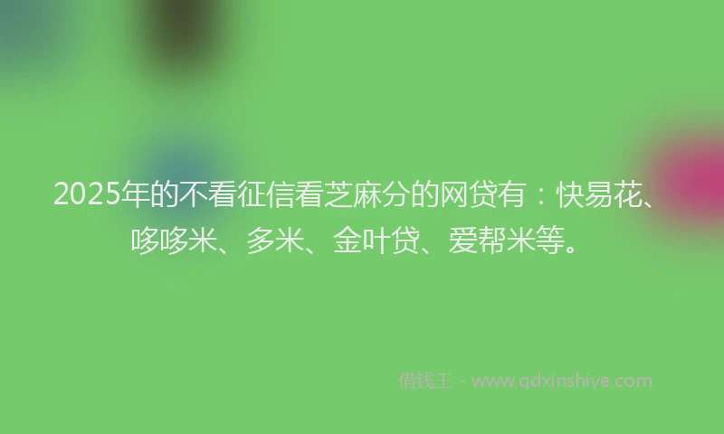 2025年的不看征信看芝麻分的网贷有：快易花、哆哆米、多米、金叶贷、爱帮米等。