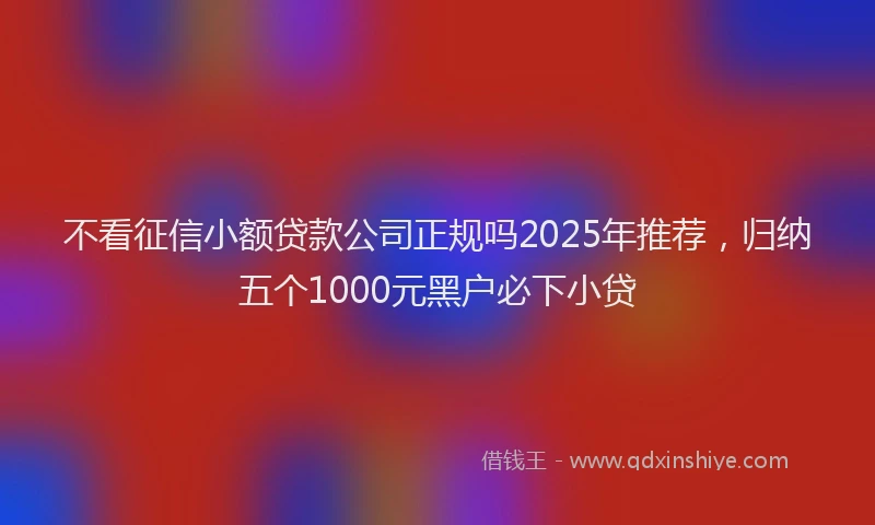 不看征信小额贷款公司正规吗2025年推荐，归纳五个1000元黑户必下小贷