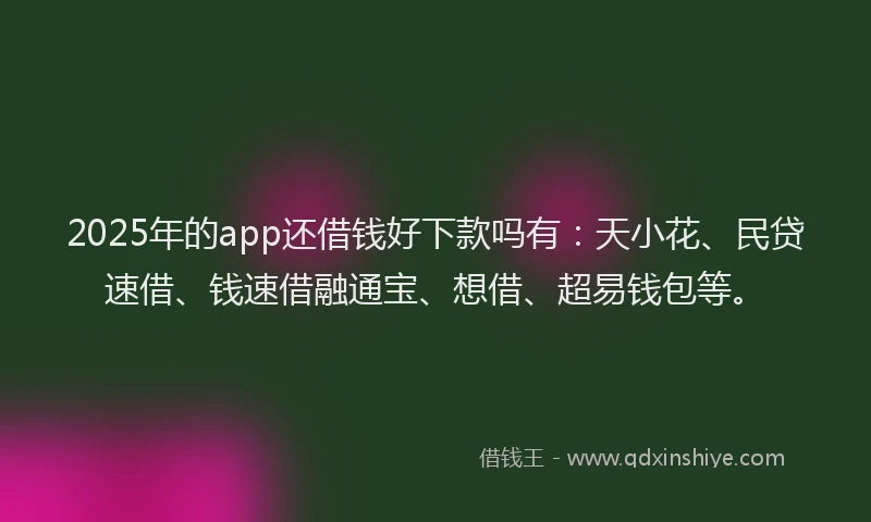 2025年的app还借钱好下款吗有：天小花、民贷速借、钱速借融通宝、想借、超易钱包等。