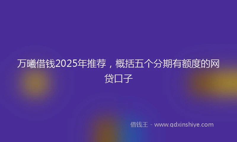 万曦借钱2025年推荐，概括五个分期有额度的网贷口子