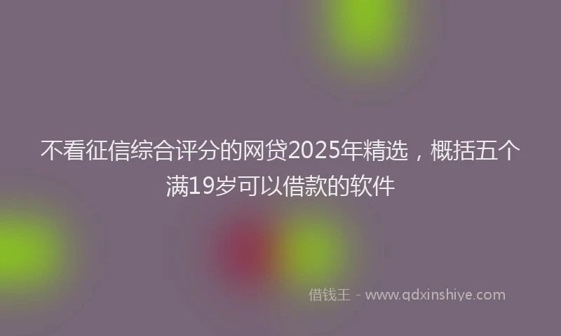不看征信综合评分的网贷2025年精选，概括五个满19岁可以借款的软件