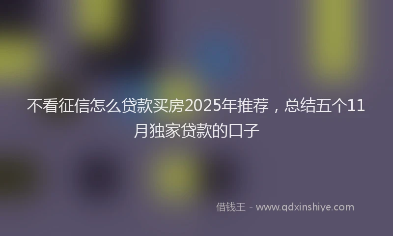 不看征信怎么贷款买房2025年推荐，总结五个11月独家贷款的口子