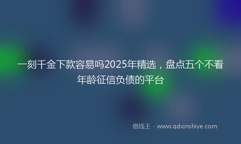 一刻千金下款容易吗2025年精选，盘点五个不看年龄征信负债的平台