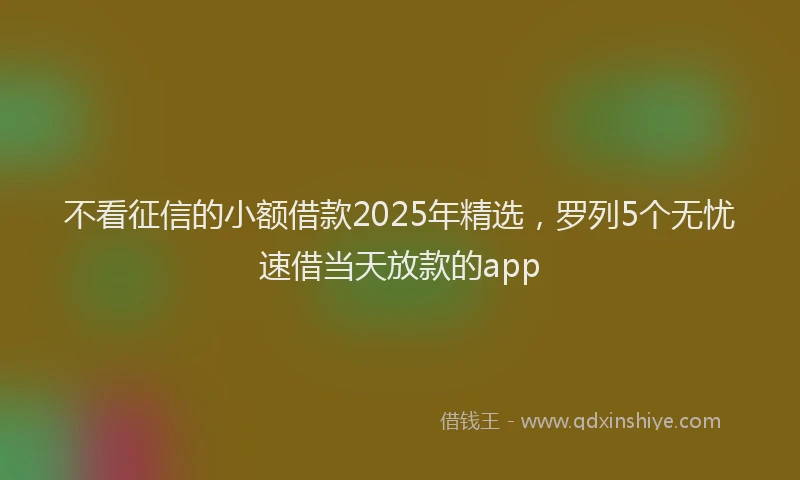 不看征信的小额借款2025年精选，罗列5个无忧速借当天放款的app