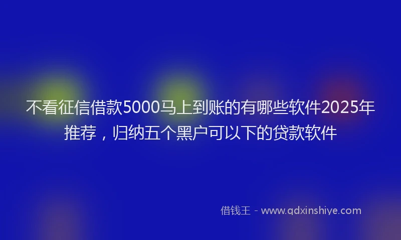 不看征信借款5000马上到账的有哪些软件2025年推荐，归纳五个黑户可以下的贷款软件