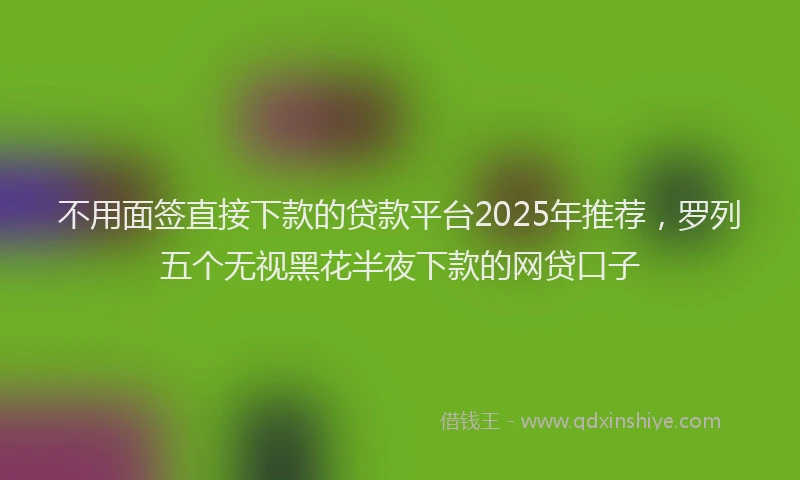不用面签直接下款的贷款平台2025年推荐，罗列五个无视黑花半夜下款的网贷口子
