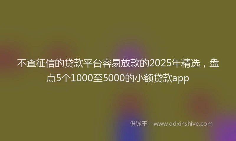 不查征信的贷款平台容易放款的2025年精选，盘点5个1000至5000的小额贷款app