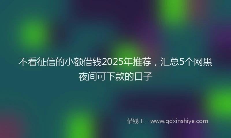 不看征信的小额借钱2025年推荐，汇总5个网黑夜间可下款的口子
