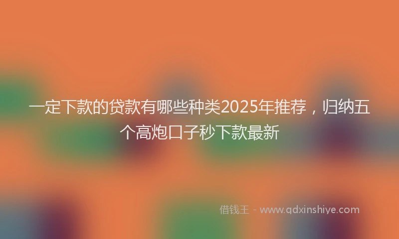 一定下款的贷款有哪些种类2025年推荐，归纳五个高炮口子秒下款最新