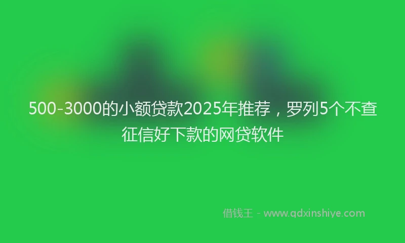 500-3000的小额贷款2025年推荐，罗列5个不查征信好下款的网贷软件