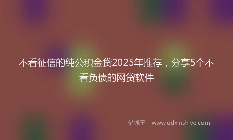 不看征信的纯公积金贷2025年推荐，分享5个不看负债的网贷软件