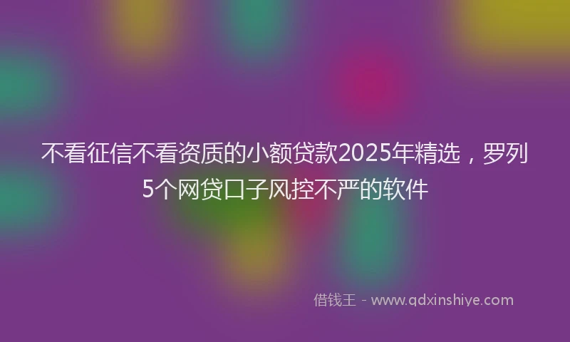 不看征信不看资质的小额贷款2025年精选，罗列5个网贷口子风控不严的软件