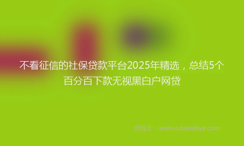 不看征信的社保贷款平台2025年精选，总结5个百分百下款无视黑白户网贷