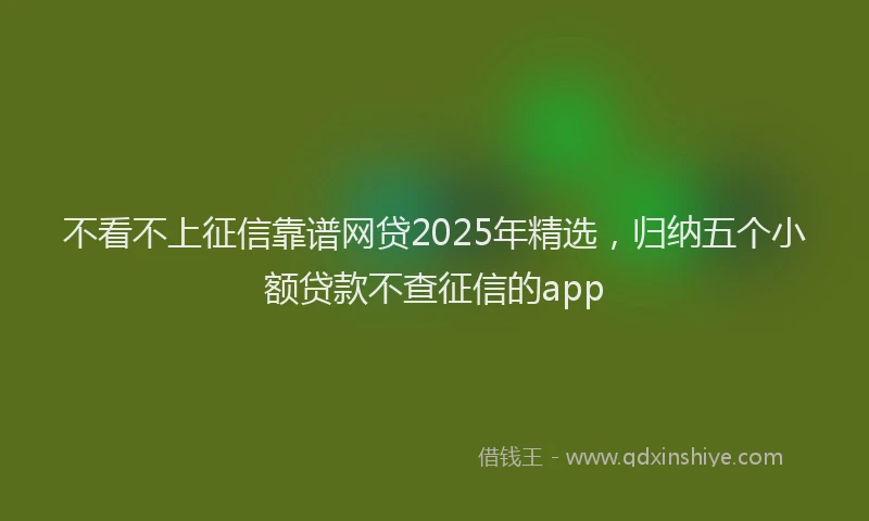 不看不上征信靠谱网贷2025年精选，归纳五个小额贷款不查征信的app